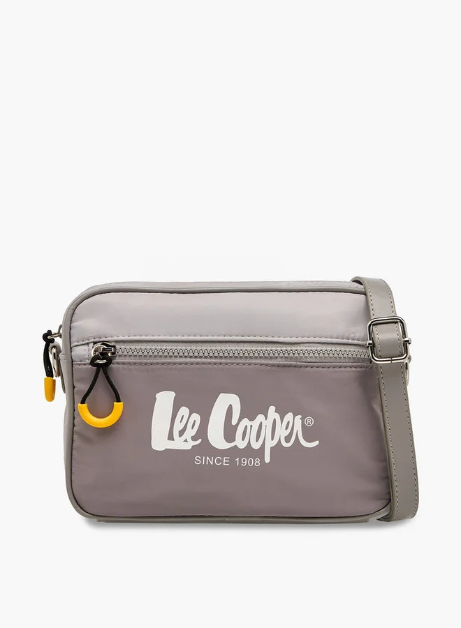 لي كوبر Logo Print Crossbody Bag with Zip Closure
