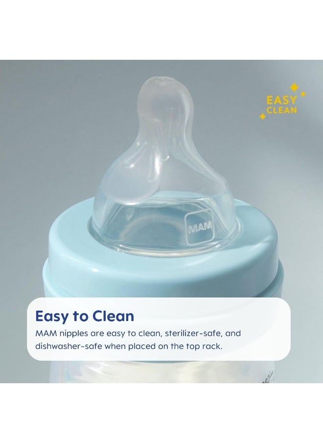 MAM - MAM Bottle Extra Slow Flow Size 0, for Newborn Babies and Older, SkinSoft Silicone for Baby Bottles, Fits All MAM Bottles, 4 Count (Pack of 1) - Image 1