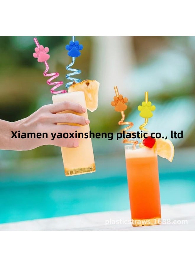 Generic - Party Crazy Straw Cat Claw Theme Direct Small Spiral Shape Food Grade Material-Color:Sky Blue-Specifications:6*265 - Image 1
