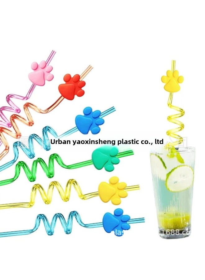 Generic - Party Crazy Straw Cat Claw Theme Direct Small Spiral Shape Food Grade Material-Color:Sky Blue-Specifications:6*265 - Image 1