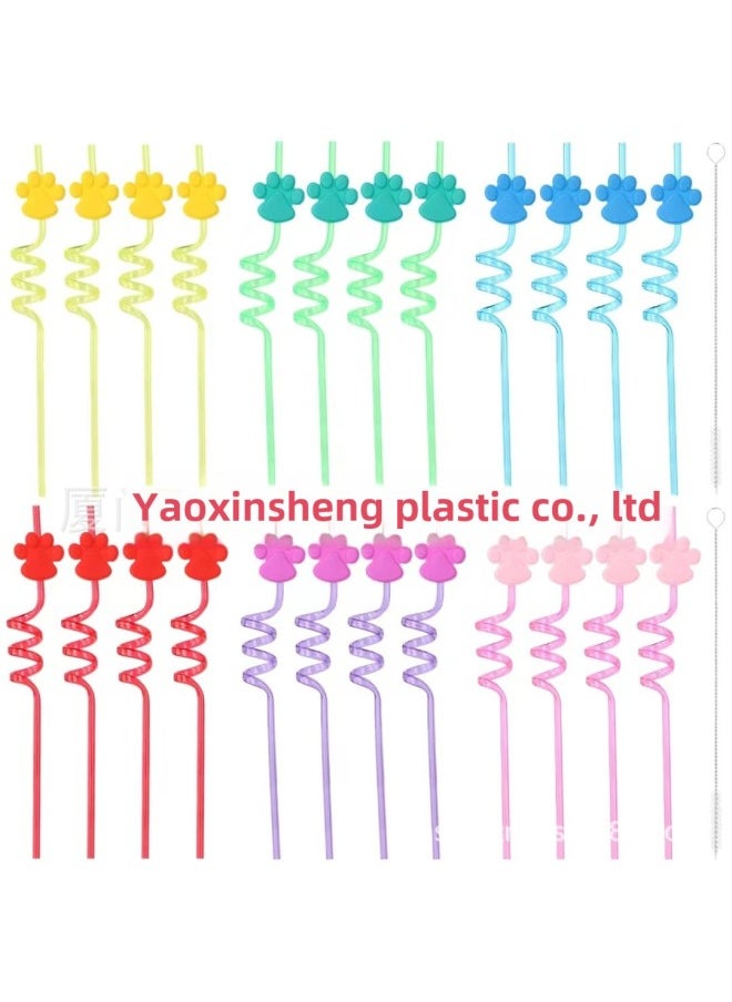 Generic - Party Crazy Straw Cat Claw Theme Direct Small Spiral Shape Food Grade Material-Color:Sky Blue-Specifications:6*265 - Image 1