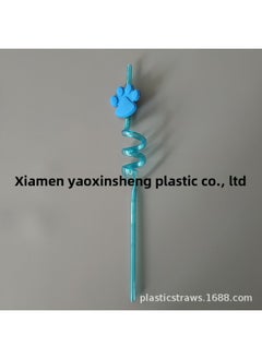 Party Crazy Straw Cat Claw Theme Direct Small Spiral Shape Food Grade Material-Color:Sky Blue-Specifications:6*265