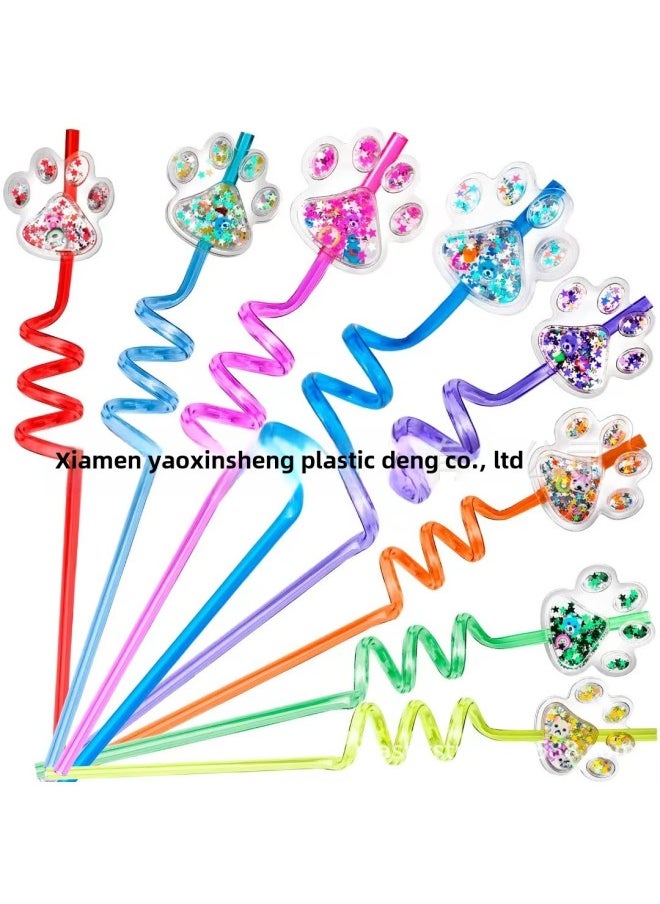 Generic - Party Crazy Straw Cat Claw Theme Direct Small Spiral Shape Food Grade Material-Color:Sky Blue-Specifications:6*265 - Image 1