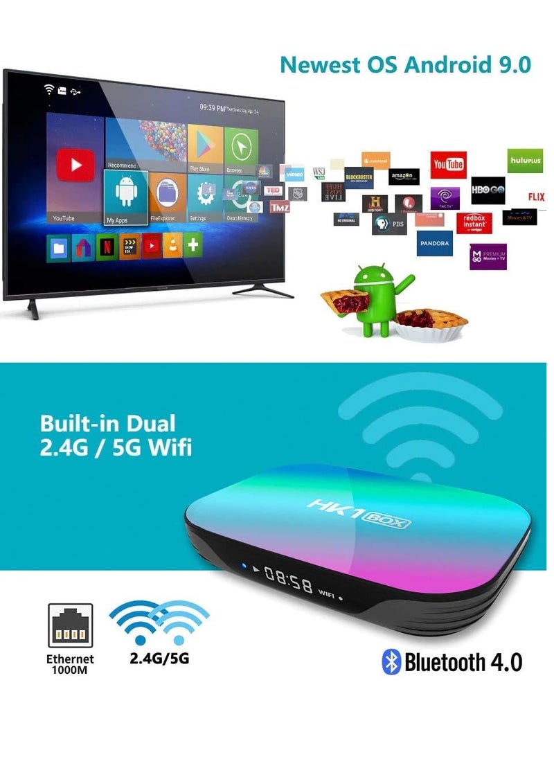 Generic - HK1 Box Android TV Box with 4GB RAM 32GB ROM | S905X3 Quad-Core 64-bit Processor | 4K UHD Ultra HD Streaming Media Player | Android OS Smart TV Box | WiFi with AirPlay, DLNA, Miracast Wireless Media Sharing | USB, TF Card & HDMI Ports | Home Entertainment Upgrade - Image 1