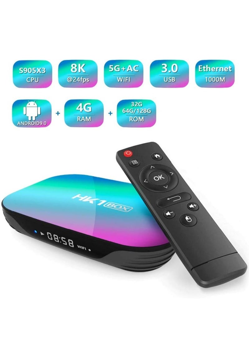 Generic - HK1 Box Android TV Box with 4GB RAM 32GB ROM | S905X3 Quad-Core 64-bit Processor | 4K UHD Ultra HD Streaming Media Player | Android OS Smart TV Box | WiFi with AirPlay, DLNA, Miracast Wireless Media Sharing | USB, TF Card & HDMI Ports | Home Entertainment Upgrade - Image 1