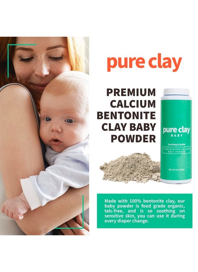 Pure Clay Bentonite Clay Baby Powder, Pure Calcium Bentonite Clay Food Grade Baby Powder For Sensitive Skin, Travel Size Baby Powder, Gentle Baby Skin Care  - Image 2
