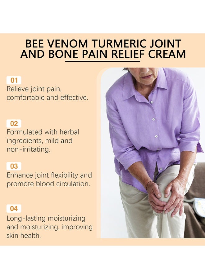 WIYUN Bee Venom Turmeric Joint And Bone Pain Relief Cream, Bee Venom Moisturizing Cream For Joints & Muscle Comfort, Bee Venom Advanced Cream,Professional Bee Venom Gel, Moisturizing Skin For Back, Neck, Hands, Knees, 60g - Image 4