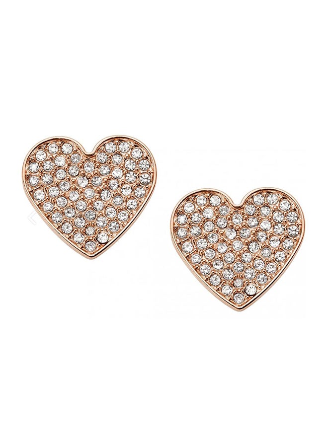 فوسيل أقراط مرصعة بأحجار بتصميم قلب