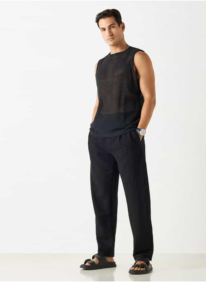 Iconic Iconic Textured Sleeveless T-shirt with Crew Neck  - Image 2