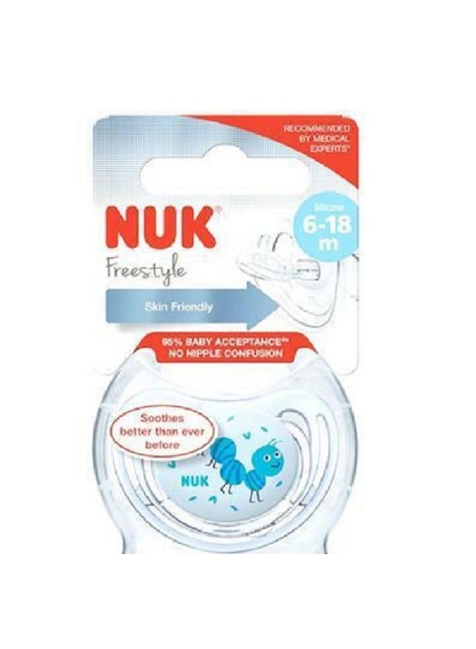 NUK Nuk Silicone Soother Caterpillar Freestyle Classic 6-18m Pack of 1 - Image 2