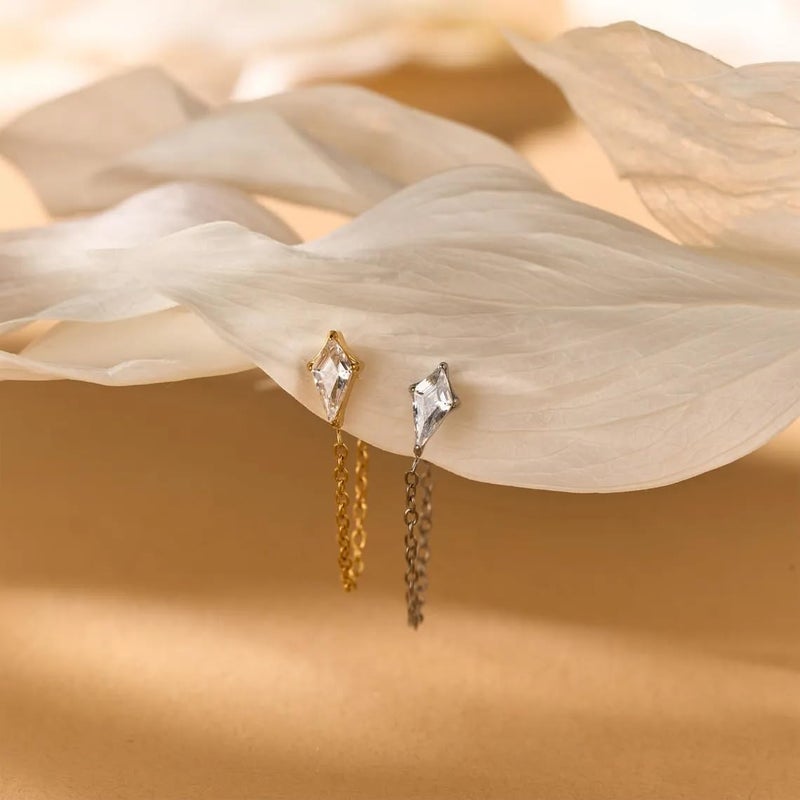 NONTAI 16G Helix Earring Rook Piercing Jewelry Titanium Dangle CZ Conch Stud Flat Back Stud Gold Cartilage Earring - Image 3