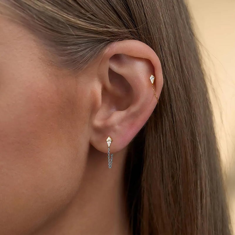 NONTAI 16G Helix Earring Rook Piercing Jewelry Titanium Dangle CZ Conch Stud Flat Back Stud Gold Cartilage Earring - Image 2