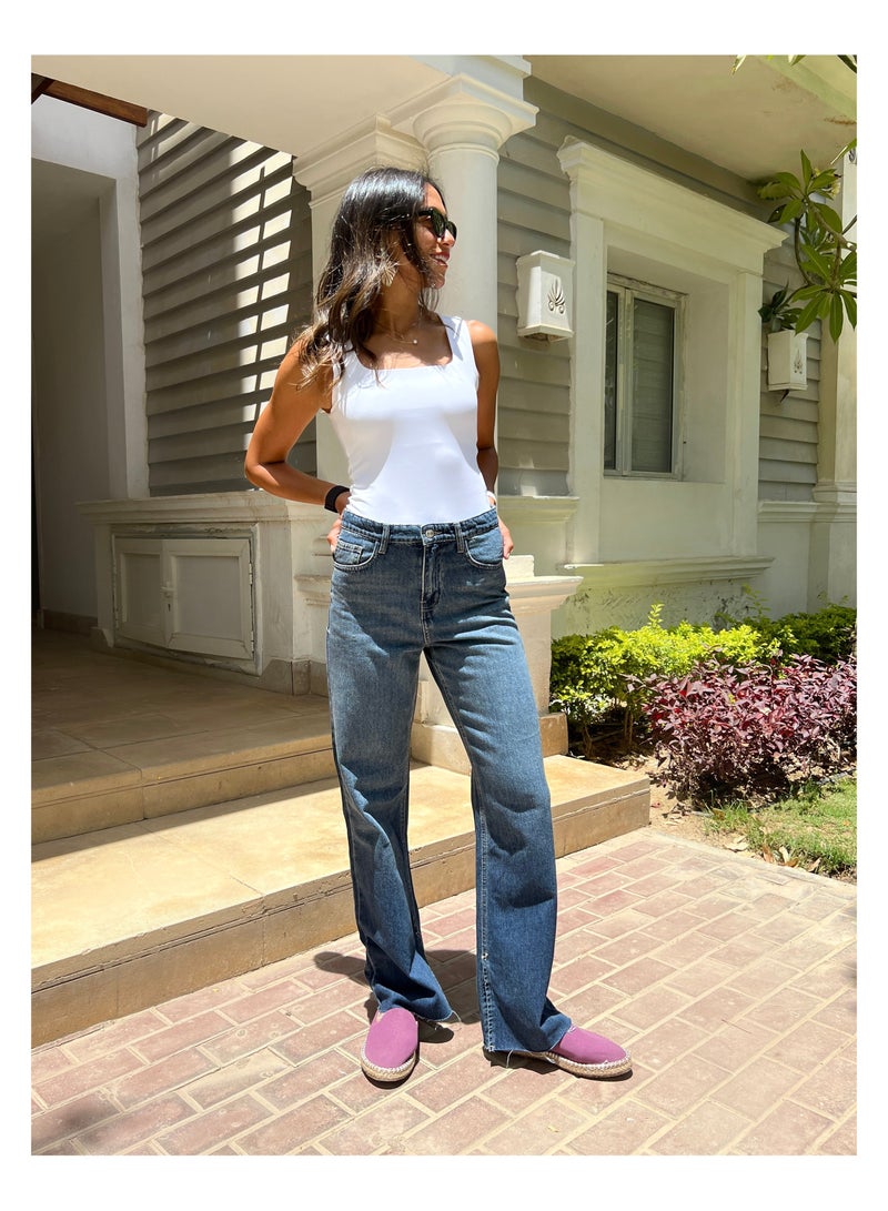 Pavo Split Hem Navy Blue Jeans - Image 3