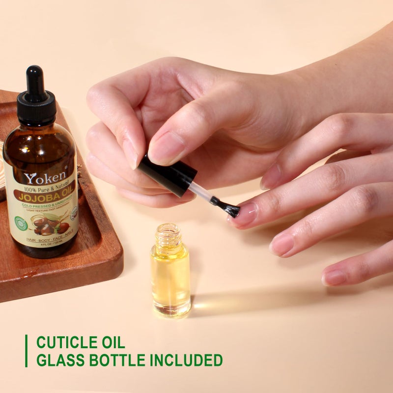Yoken Jojoba Oil 4 fl oz EWG Verified 100% Pure Jojoba Oil Cold Pressed for Skin, Hair, Nails, Cuticles - Unrefined & Hexane Free, Natural Moisturizer Carrier oils Facial Serum for Gua Sha - Image 3