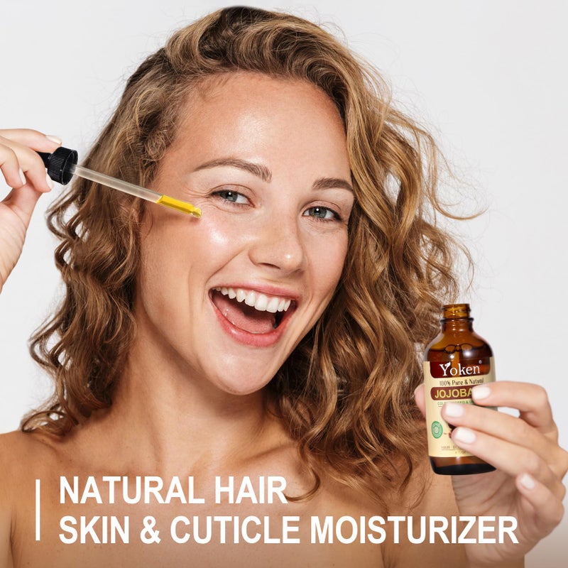 Yoken Jojoba Oil 4 fl oz EWG Verified 100% Pure Jojoba Oil Cold Pressed for Skin, Hair, Nails, Cuticles - Unrefined & Hexane Free, Natural Moisturizer Carrier oils Facial Serum for Gua Sha - Image 4