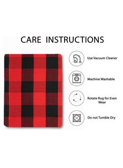 Generic 40*60cm Plain Plaid Floor Mat Home Porch Carpet Festive Atmosphere Decorative Carpet Washable Woven Outdoor Indoor Welcome Mat Suitable for Front Door/Farmhouse/Entrance/Home Entrance Outdoor Carpet (Red Plaid)  - Image 3