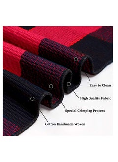 Generic 40*60cm Plain Plaid Floor Mat Home Porch Carpet Festive Atmosphere Decorative Carpet Washable Woven Outdoor Indoor Welcome Mat Suitable for Front Door/Farmhouse/Entrance/Home Entrance Outdoor Carpet (Red Plaid)  - Image 5