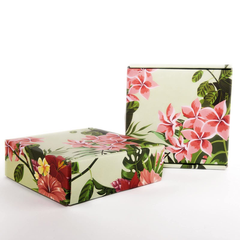Soxuding Small Shipping Boxes For Small Business Hawaiian Flower Floral 25 Pack, 6x6x2in Recyclable Small Cardboard Boxes For Packaging Shipping Boxes Corrugated Mailer Mailing Packing Gift Boxes - Image 2