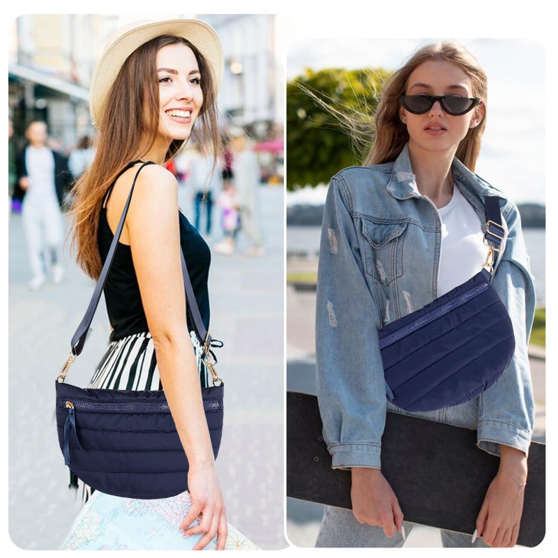 Dealkion Quilted Crossbody Bags for Women - Puffer Fanny Pack Sling Bag Puffy Chest Belt Bum Waist Bag Crossbody Purse Bags Gift - Image 5