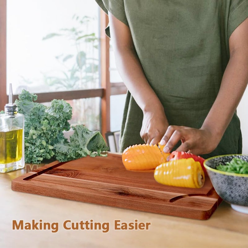 AIDEA Wood Cutting Board, Wooden Cutting Boards for Kitchen, Acacia Wood Chopping Board Set of 3 with Deep Juice Groove, for Meat, Vegetables, and Fruit - Image 3