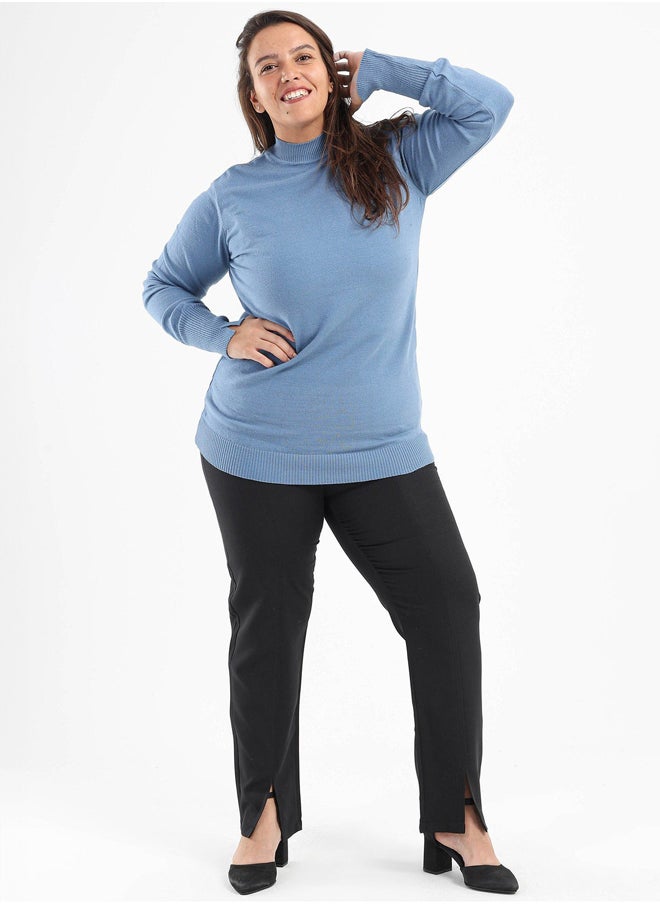 Clue Ribbed Mock Neck Pullover  - Image 1