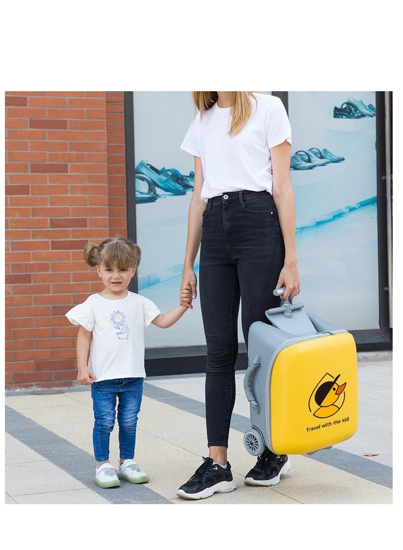 Golden Kids Ride-on Suitcase, Expandable Suitcase with Child Seat Design，Large Carry On Hardside Rolling Luggage with Detachable Trolley,Travel for Boys Girls (Expandable+Guardrail, Yellow)  - Image 5