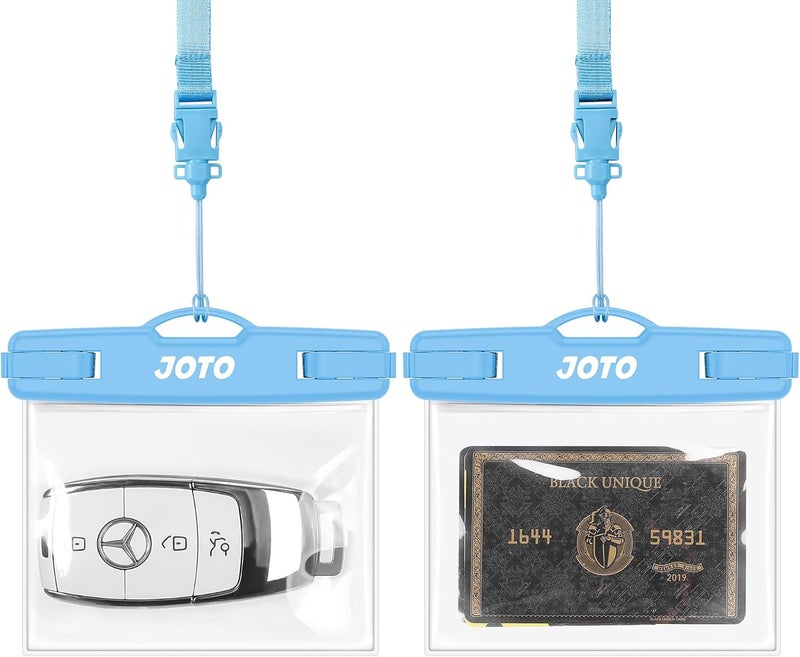 JOTO 2 Pack Waterproof Key FOB Holder Pouch with Keychain, Small Waterproof Pouch Dry Bag Car Key Case for Swimming Money Credit ID Card Cash, Waterproof Wallet for Jeep Honda Toyota Nissan -Blue - Image 1