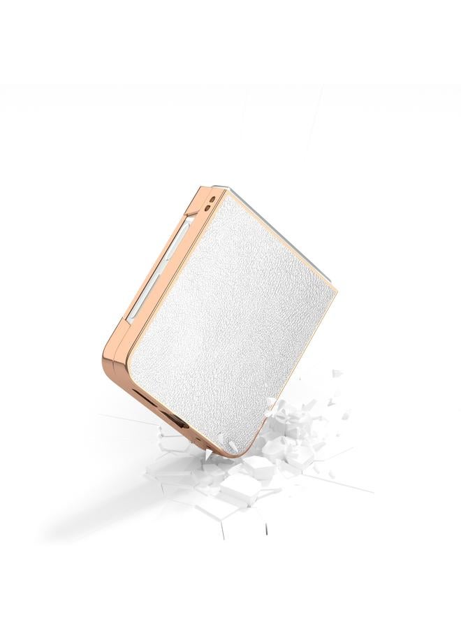 اس-توب جراب لهاتف Samsung Galaxy Z Flip6 مصنوع من جلد البولي يوريثان بإطار مطلي بالكهرباء مع تغطية كاملة - Image 4