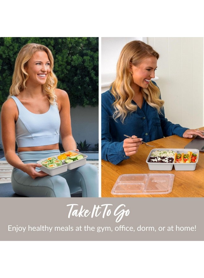 Bentgo 20-Piece Lightweight, Durable, Reusable BPA-Free 3-Compartment Containers - Microwave, Freezer, Dishwasher Safe - Stone Gray - Image 2