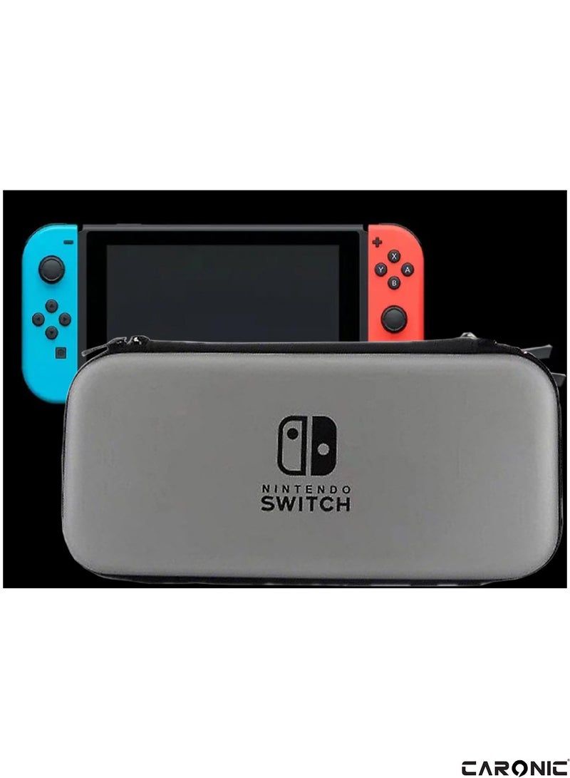 CARONIC Switch Carrying Case Compatible With Nintendo Switch And Oled High Capacity Travel Console And Accessories Grey - Image 3