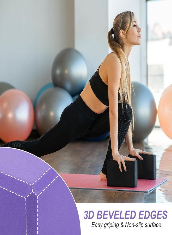 NETXE Yoga Blocks Set of 2, Yoga Bricks, High Density Premium EVA Foam Yoga Block for Strength, Balance, and Flexibility, Odour Resistant (3 x 6 x 9 inch) (Purple) - Image 3