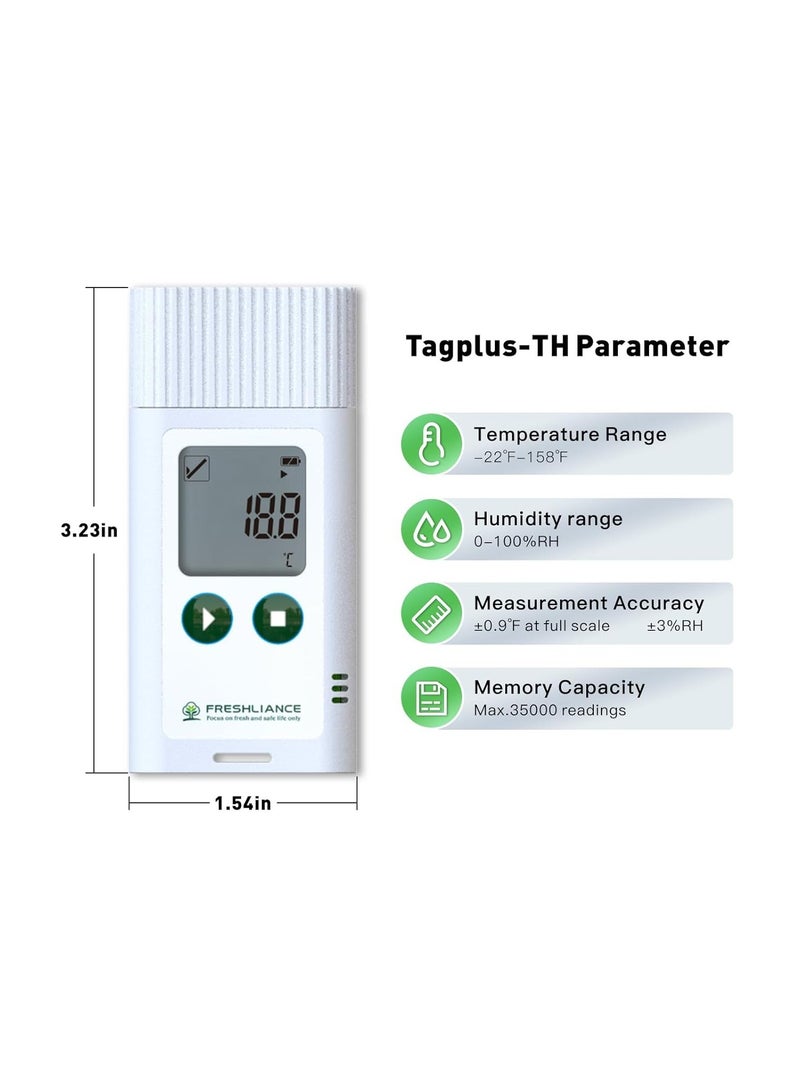 FRESHLIANCE USB Temperature Humidity Data Logger, Reuseable Temperature Humidity Recorder with PDF or CSV Report, Digital Refrigerator Thermometer Hygrometer for 35000 Points High Accuracy, TagPlus-TH - Image 3