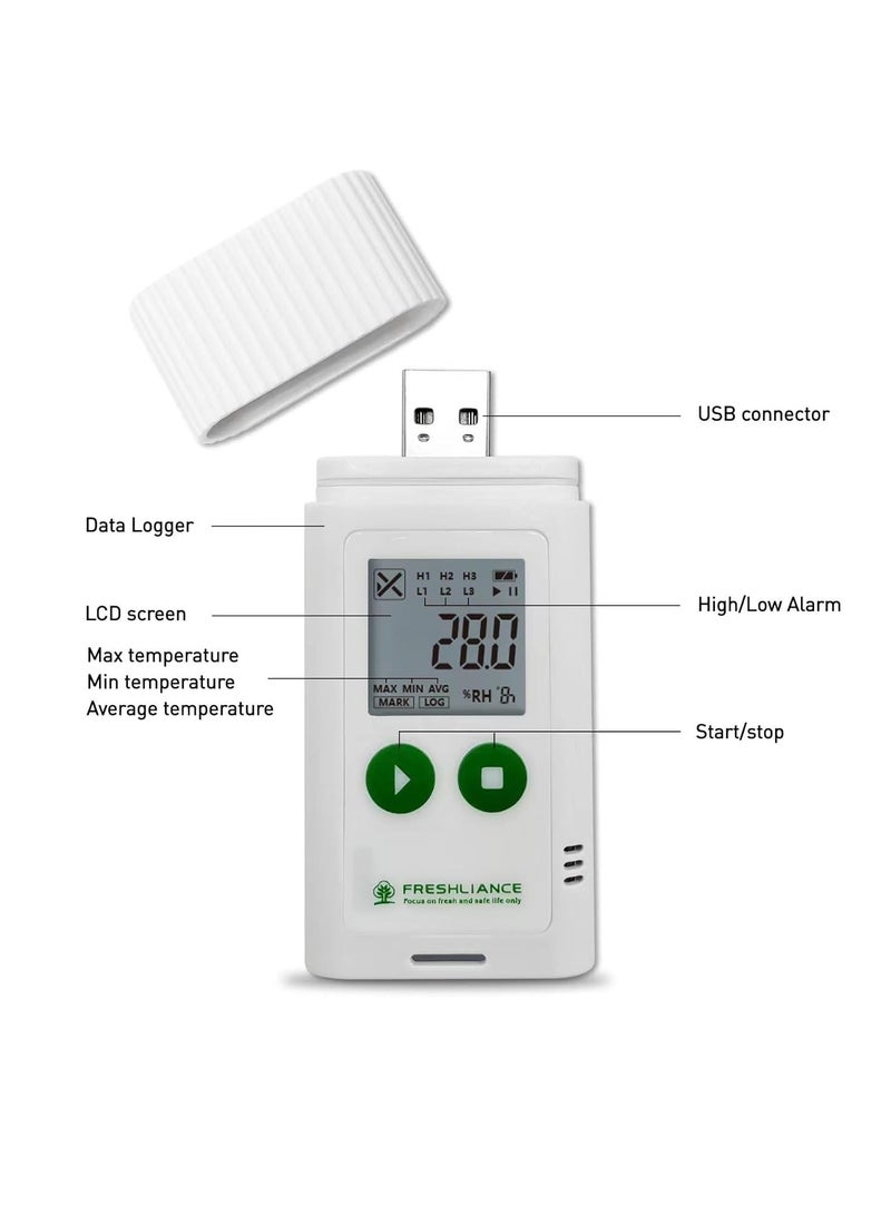 FRESHLIANCE USB Temperature Humidity Data Logger, Reuseable Temperature Humidity Recorder with PDF or CSV Report, Digital Refrigerator Thermometer Hygrometer for 35000 Points High Accuracy, TagPlus-TH - Image 4