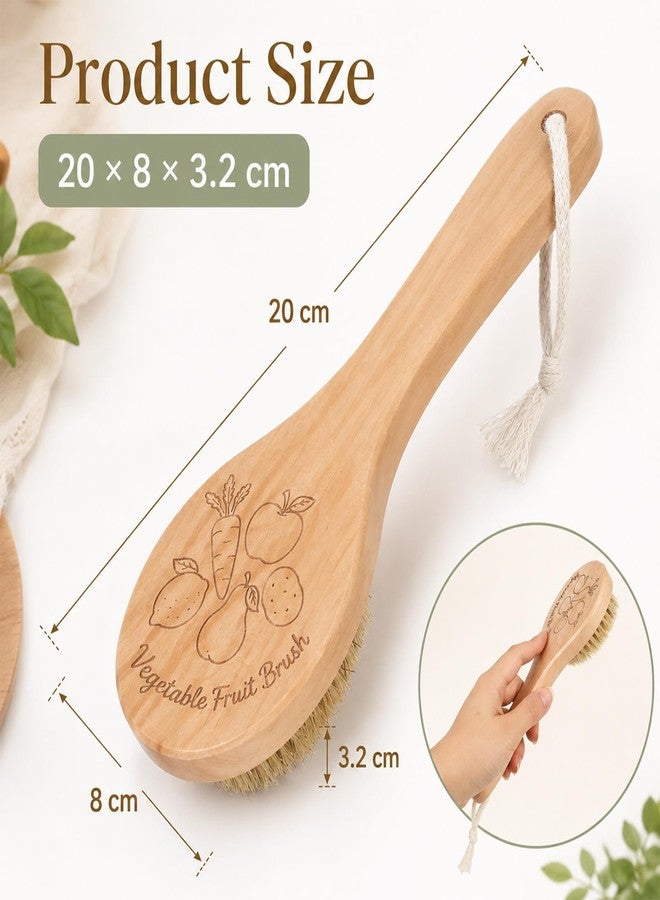 Xosjska Wooden Vegetable Brush with Long Handle, Potato Scrubber Brush - Image 3