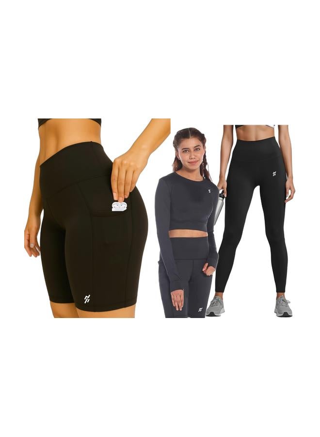 Moveletix Activewear Crop Top Luxury Soft & Women's High-Waisted Running Leggings with Pocket Airpod & Women's High-Waisted Running Shorts with Pocket Airpod - Image 1