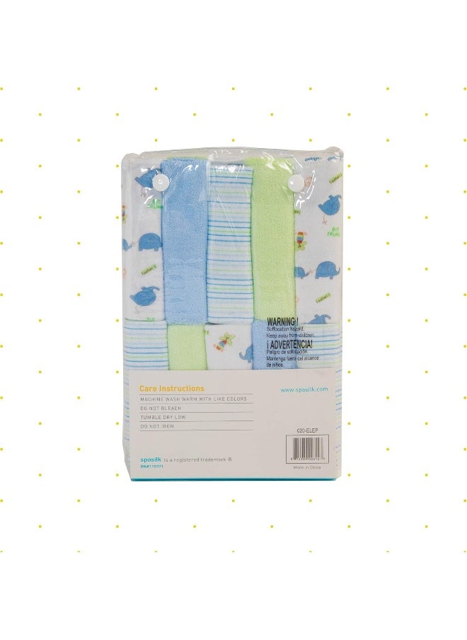 Spasilk Spasilk Washcloth Wipes Set for Newborn Boys and Girls, Soft Terry Washcloth Set, Pack of 20, Blue Elephant  - Image 3