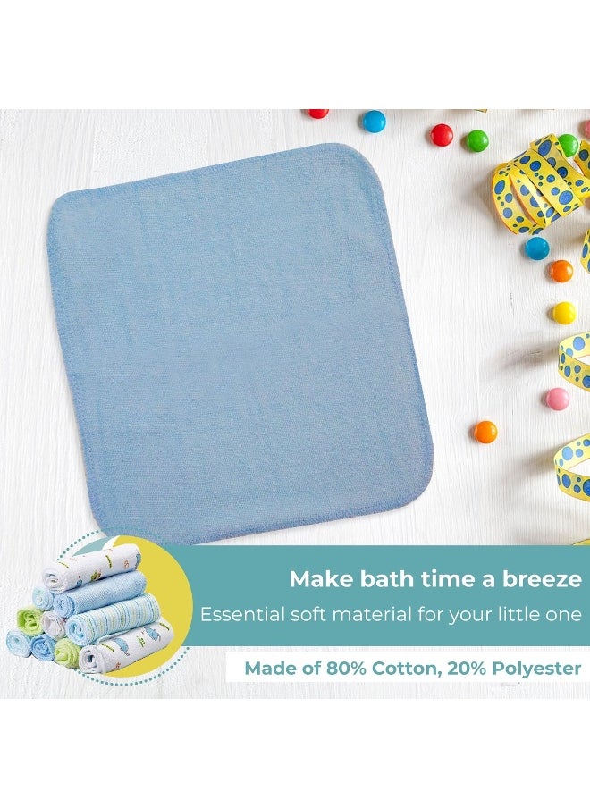 Spasilk Spasilk Washcloth Wipes Set for Newborn Boys and Girls, Soft Terry Washcloth Set, Pack of 20, Blue Elephant  - Image 5