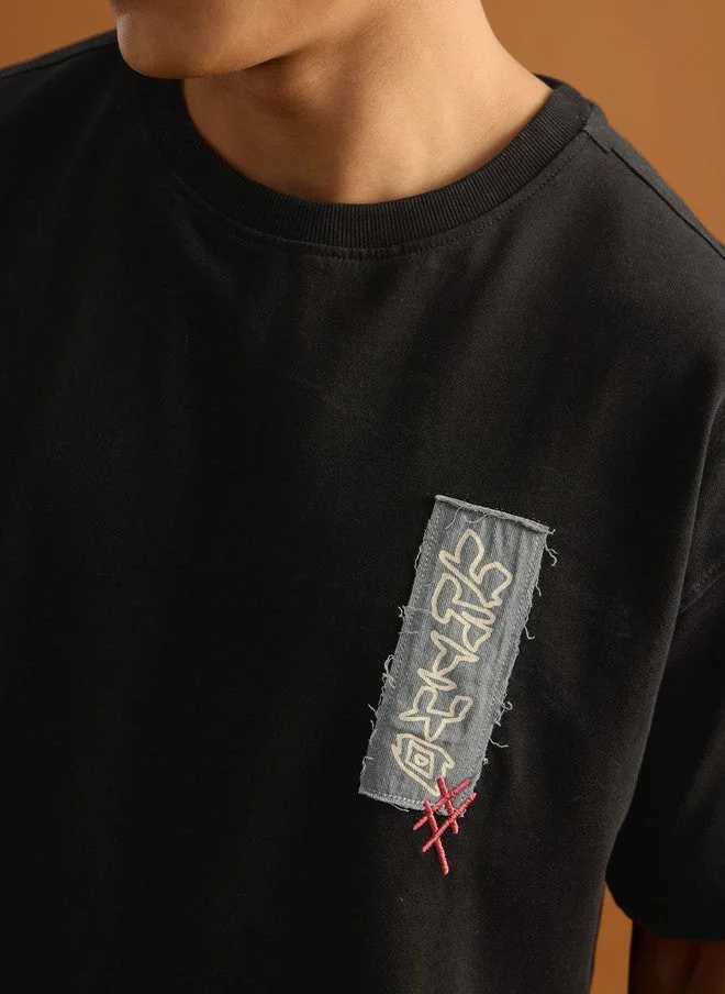 The Souled Store  The Souled Store Men's Oversized Fit Ukiyo Graphic Printed Black T-Shirt  | Best Price UAE