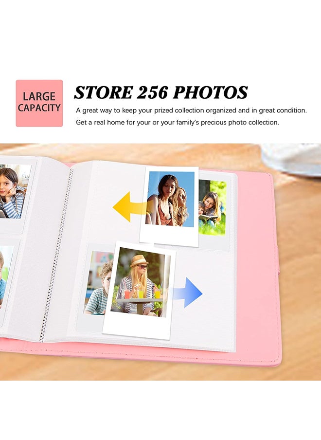O Ozone 256 Pockets Photo Album for Fujifilm Instax Mini Camera, Leather Cover Photo Album for Instax Mini 12 11 9 40 90 8 7 Evo LiPlay Instant Camera - Pink  - Image 2