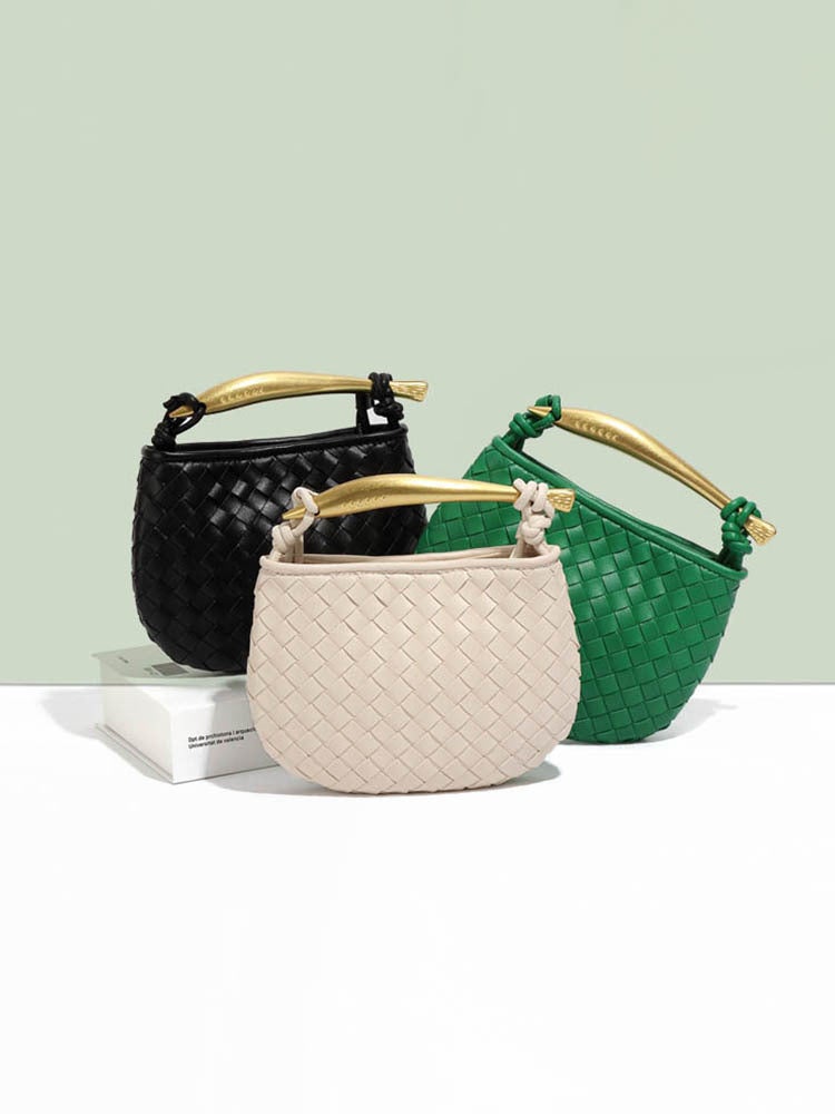 Niche Design Mini Woven Sardine Bag All-Match Fashionable Shoulder Crossbody Bag Textured Fashionable Metal Handbag - Image 4