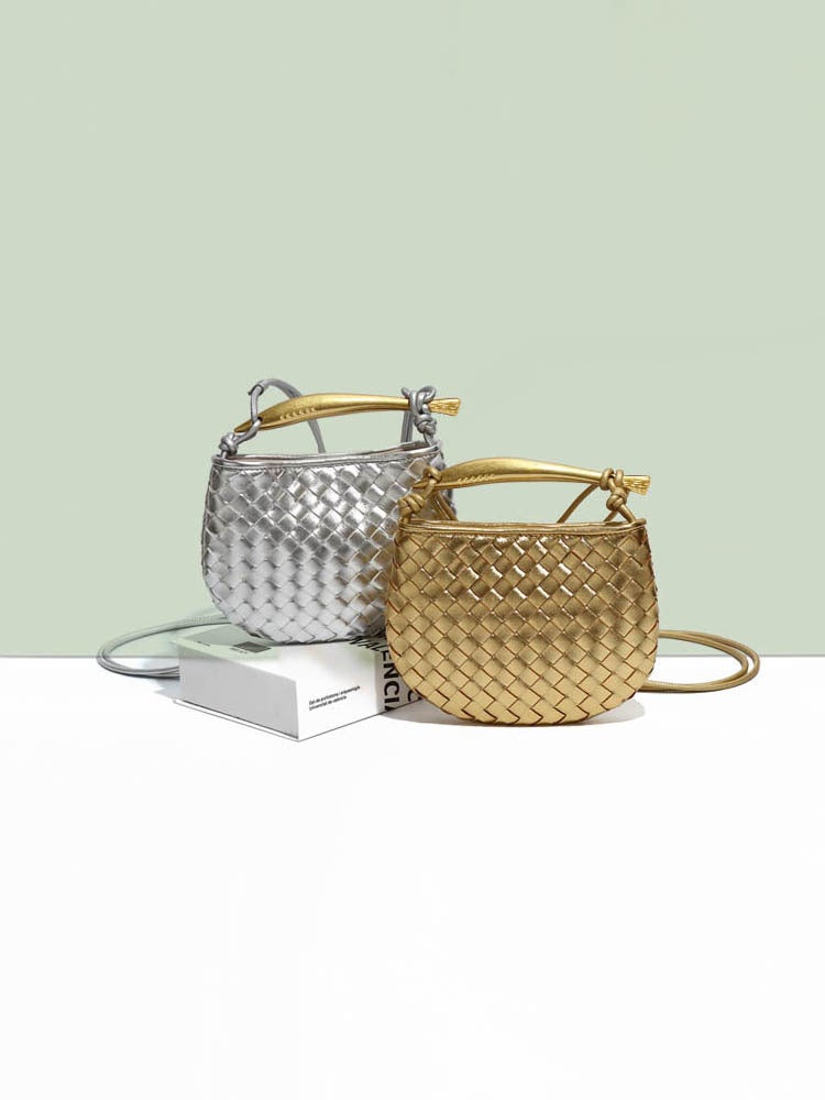 Niche Design Mini Woven Sardine Bag All-Match Fashionable Shoulder Crossbody Bag Textured Fashionable Metal Handbag - Image 3