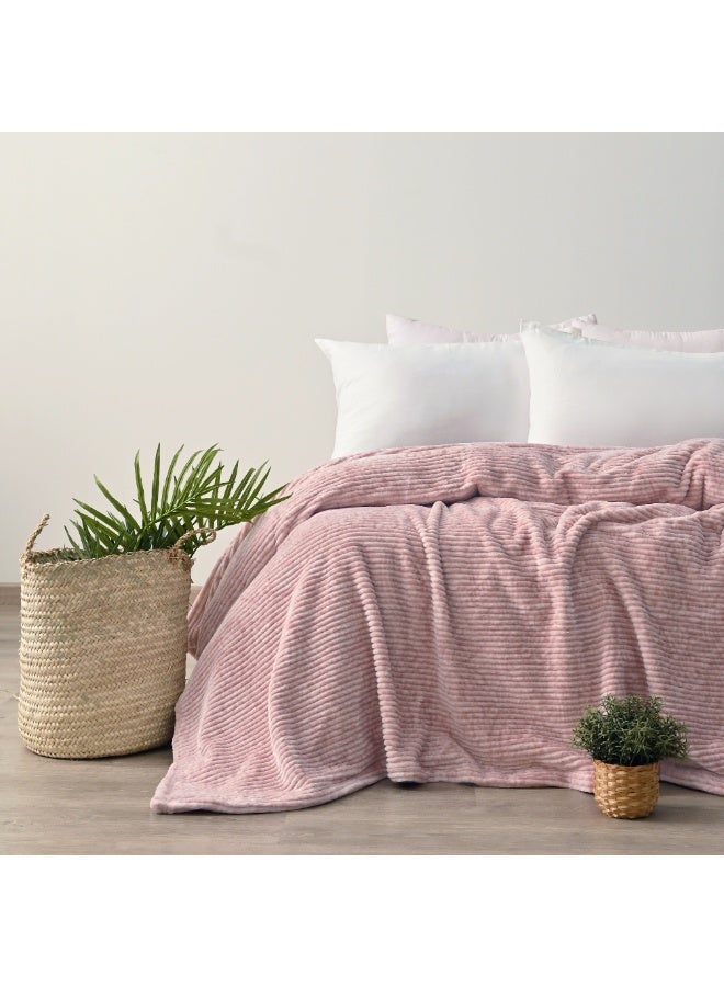 MORANO بطانية موراينو الفخمة المطبوعة موديل 220X240 سم من البوليستر الناعم الخفيف الدافئ بتصميم مخطط منسوج، غطاء أريكة وسرير، بطانية شتوية مريحة من الفليس، للاستخدام المنزلي والفراش - Image 2