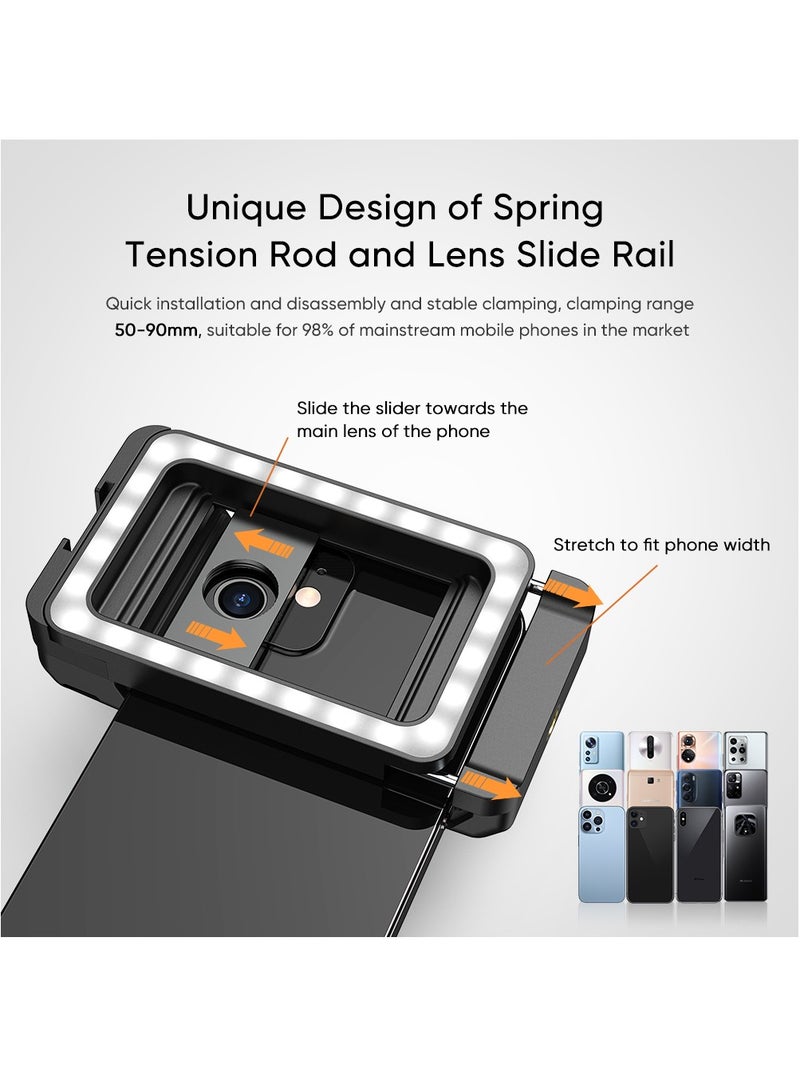 Upgrade your Samsung smartphone with this universal clamp 4k HD 100mm macro lens featuring LED fill light for stunning close-up shots. - Image 3