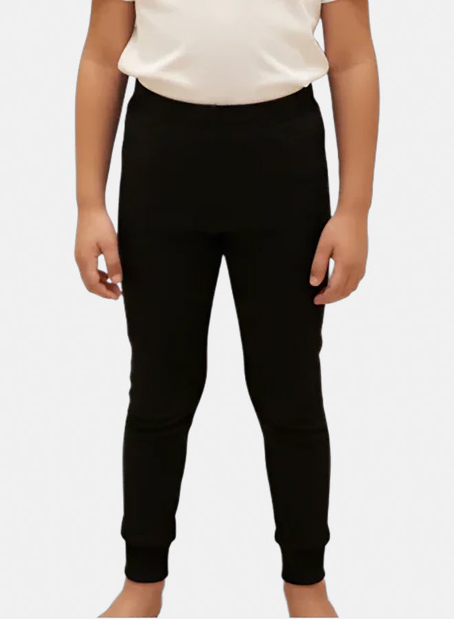 Our kids Pack of 2 – Kids Unisex Ribbed Thermal Pants Black - Image 3