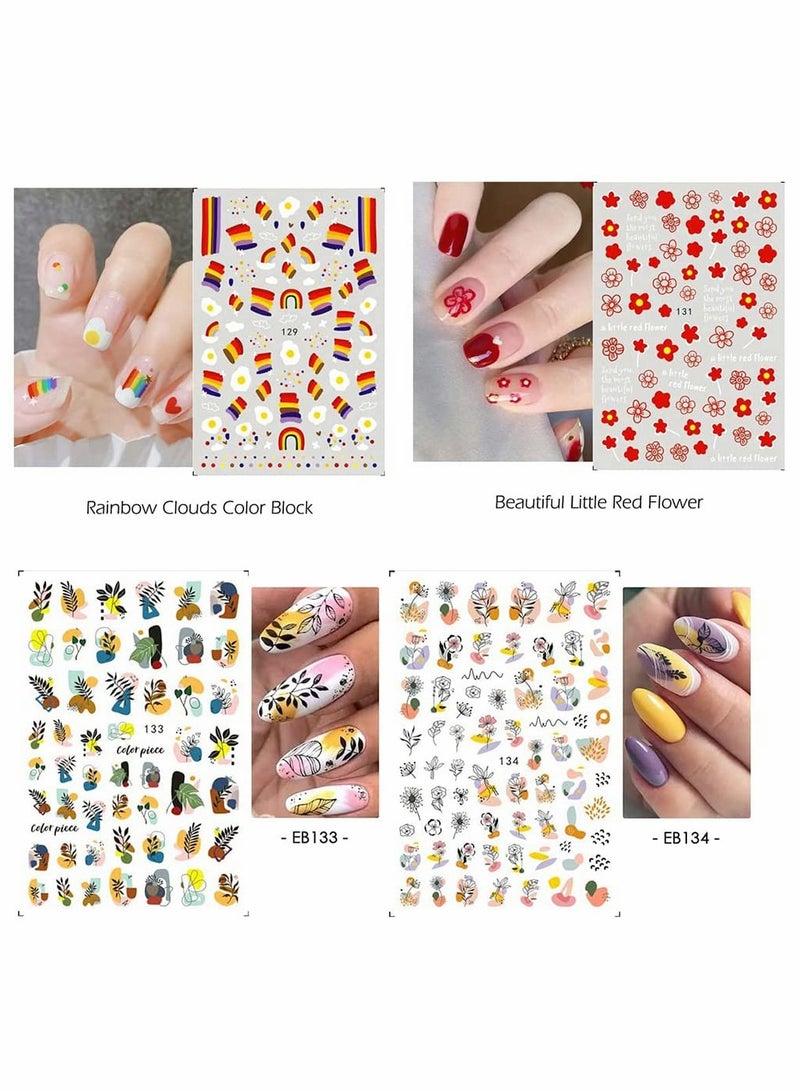 Excefore 10 Sheets Graffiti DIY Nail Stickers for Nail Art, Toenails Decals Self-Adhesive Abstract Face Flowers and leaf Watermark Nail Art Supplies Decorations Accessories Manicure for Women Girls - Image 5