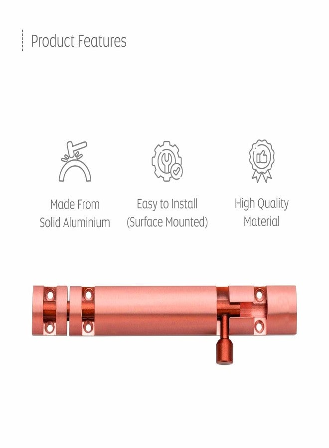 Sensi Pack 2 Premium Aluminum Tower Bolt 8 Inch | Heavy Duty Tower Bolt for Main Door, Bathroom & Bedroom | Kundi Door Latch, Chitakni for Home, Office Doors & Windows | Rose Gold Finish - Image 2