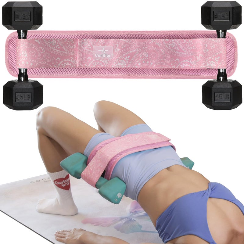 Coniflor Hip Thrust Belt - Adjustable Fitness Belt for Dumbbells, Kettlebells, Plates - Support Up to 100 lbs - Upgrade Slip-Resistant Pad for Safe and Comfortable Glute Workouts at Home or Gym, Pink - Image 1