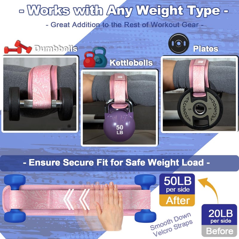 Coniflor Hip Thrust Belt - Adjustable Fitness Belt for Dumbbells, Kettlebells, Plates - Support Up to 100 lbs - Upgrade Slip-Resistant Pad for Safe and Comfortable Glute Workouts at Home or Gym, Pink - Image 4
