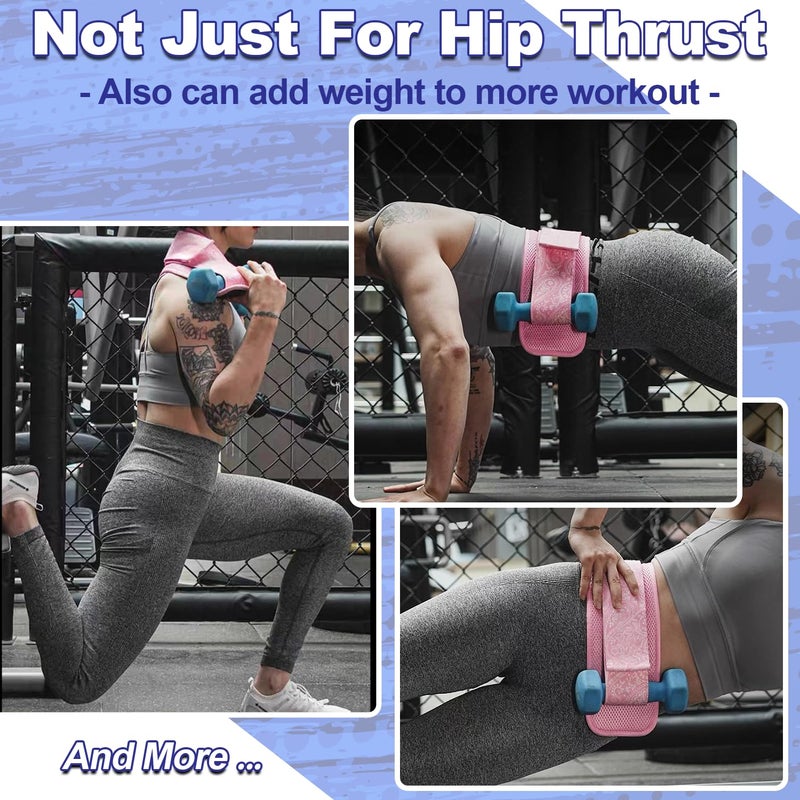 Coniflor Hip Thrust Belt - Adjustable Fitness Belt for Dumbbells, Kettlebells, Plates - Support Up to 100 lbs - Upgrade Slip-Resistant Pad for Safe and Comfortable Glute Workouts at Home or Gym, Pink - Image 3