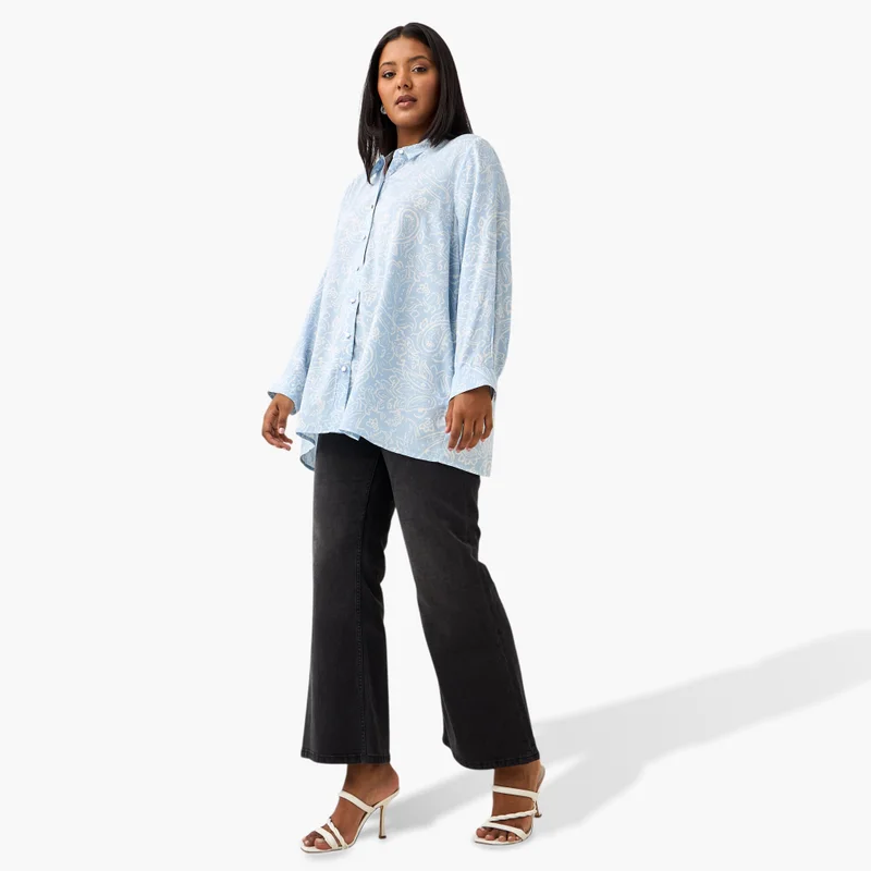  أولا بوبكن Plus Size Ulla Popken All-Over Paisley Print Shirt